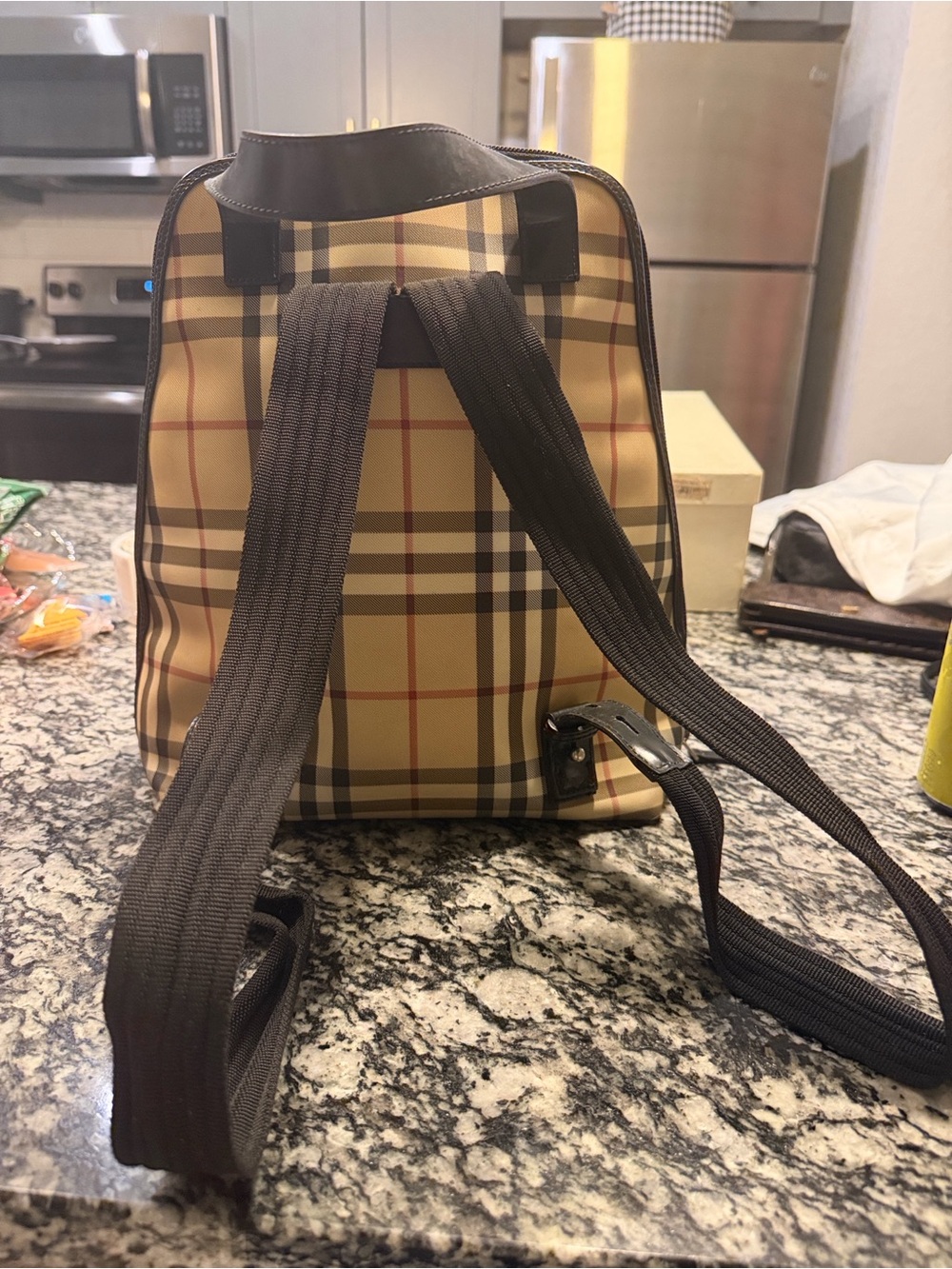 Burberry nova check Beige Plaid Backpack great condition vintage